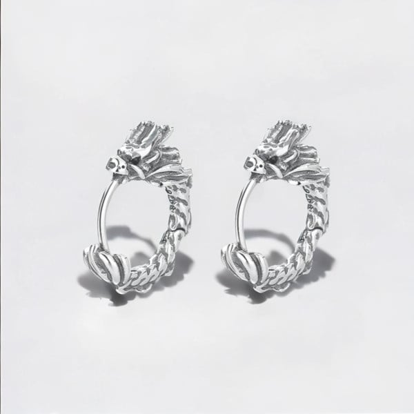Boucles d'oreilles creoles Argent dragons zidiaque