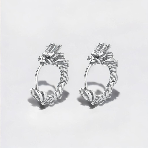 Pendientes aros de plata con dragones zidiac