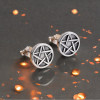 Pendientes de plata con pentáculos de estrella punk para hombre y mujer