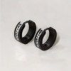 Boucles d'oreilles homme acier noir motif runes vikings - paire