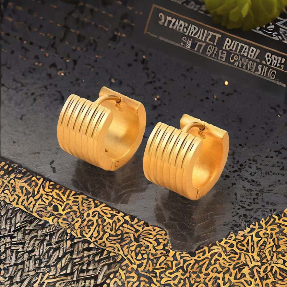 Boucles d'oreilles creoles lignes plaque or - paire