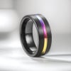 Anello uomo personalizzato in tungsteno spazzolato