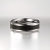 Personalized men's ring Tungsten beveled edge black resin