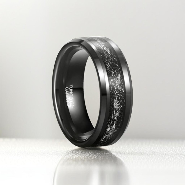 Personalisierter schwarzer Wolfram-Ehering