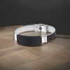 Personalized men's rubber bracelet with steel curb