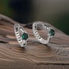 Men's Sterling Green Cubic Zirconia Inlay Hoop Earrings