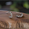 Men's Sterling Silver Bali Hoop Studs Earrings