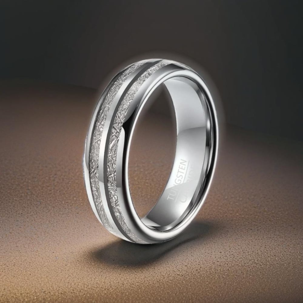 6mm Bague mariage personnalisee alliance tungstene fibre blanche
