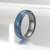 Personalized tungsten ring for men, multifaceted blue wedding ring
