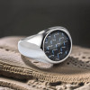Bague homme acier chevaliere fibre de carbone noir