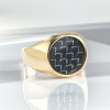 Bague homme acier chevaliere fibre de carbone noir