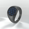 Bague homme acier chevaliere fibre de carbone noir