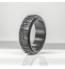 Anello da uomo in acciaio – Fascia girevole antistress con rune vichinghe