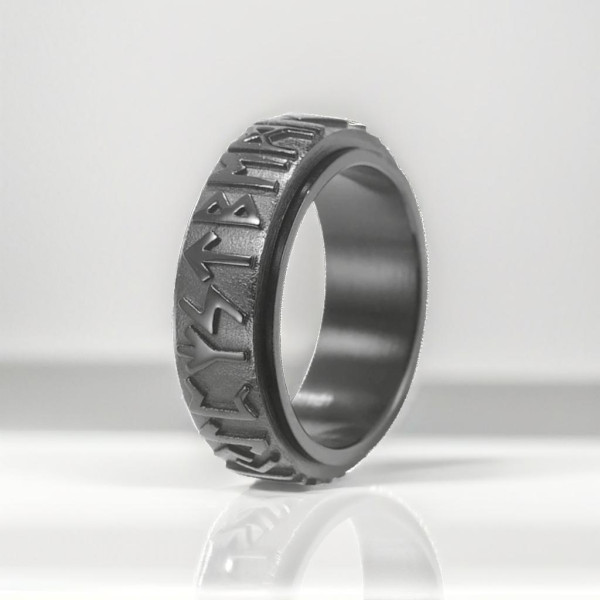 Anello antistress da uomo rotante in acciaio rune vichinghe personalizzabile