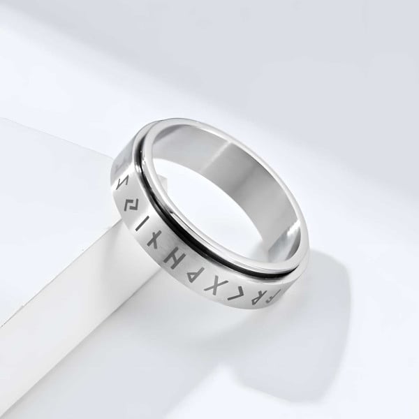 Bague Rune Viking Tournante Anti-stress - Acier Inoxydable 316L | Cadeau Homme Celtique Nordique