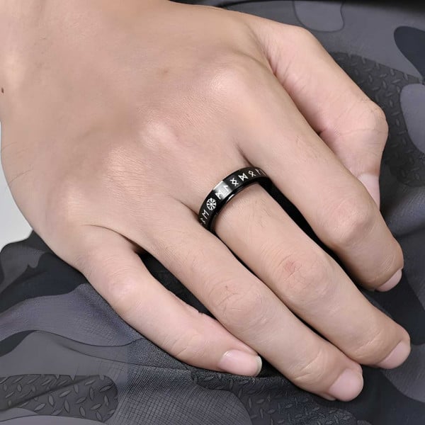 Bague Homme Acier Inoxydable Noire Avec Anneau Rotatif - Design Simple Et Moderne - Taille 5 à 12 - Cadeau Pour Homme Ou Garçon