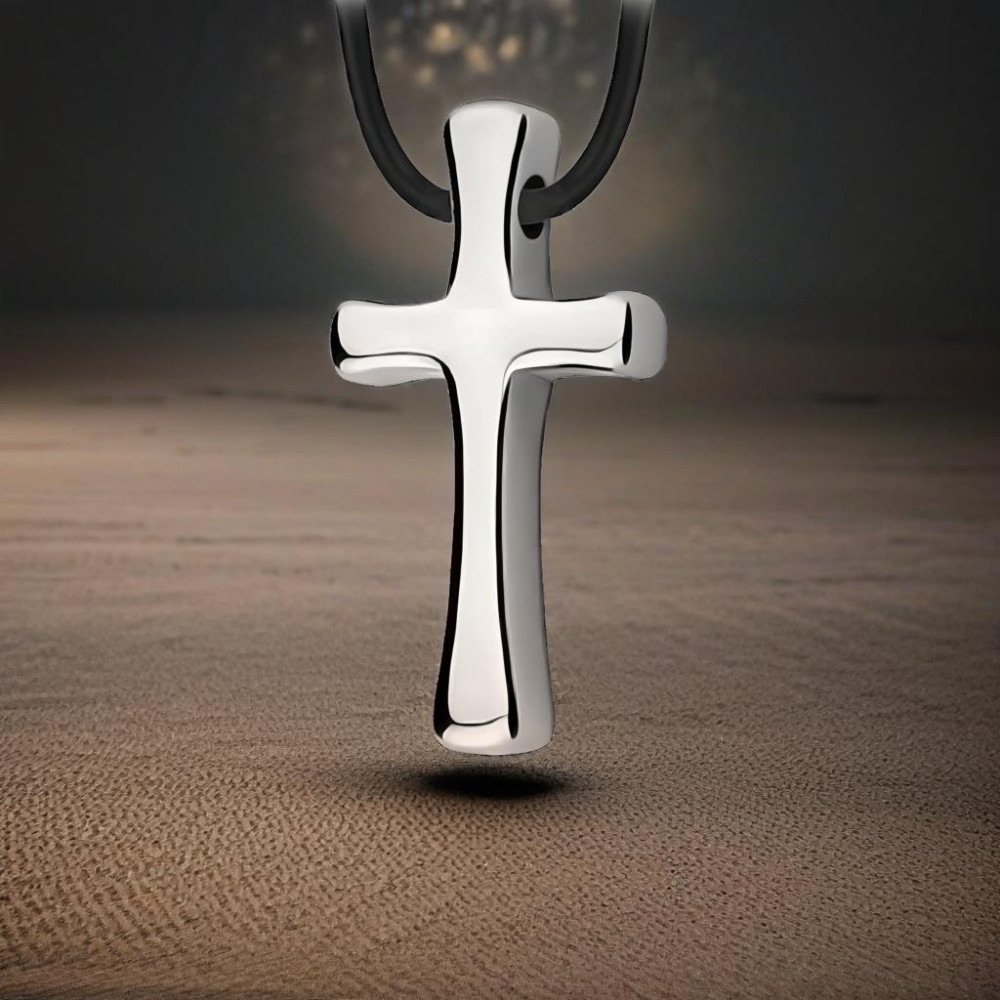 Men's tungsten cross pendant polished finish