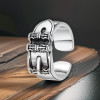 Men's Buckle Biker Sterling Silver Open Ring