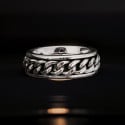 Anello antistress da uomo in argento con catena girevole