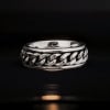 Zilveren antistressring voor heren met draaibare ketting