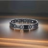 N Bracelet homme acier inoxydable magnetique fibre de carbone