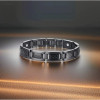 Bracelet homme acier inoxydable magnetique fibre de carbone