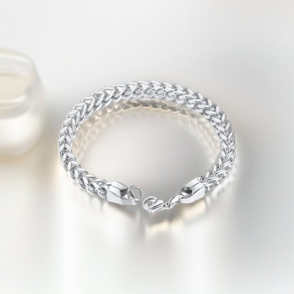 Bracelet homme chaine acier plaque noir