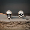 Men's silver skull stud earrings
