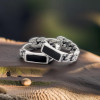 Pendientes aros plata resina negra