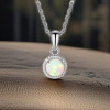 Pendentif chaine argent rhodie opale zirconium