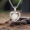 Colgante cadena plata corazón ópalo circonio