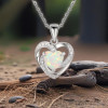 Opal-Zirkonium-Herz-Silberkettenanhänger