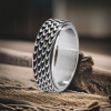 B Bague homme anneau ecaille serpent anti-stress tournant