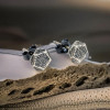 Boucles d'oreilles clous argent 925 pentagone noir