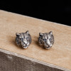 Boucles d'oeilles homme clous tigre argent