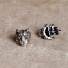 Boucles d'oeilles homme clous tigre argent