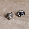 Boucles d'oeilles homme clous tigre argent