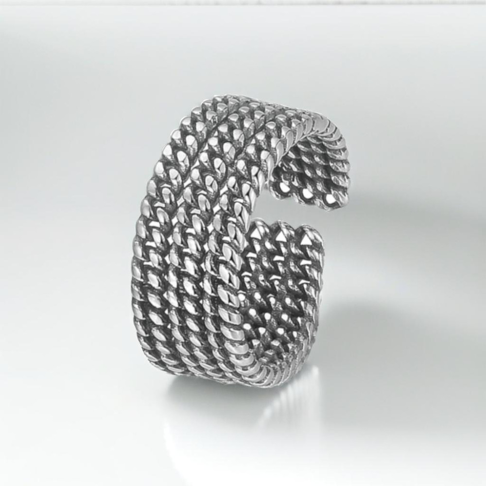 Women's Braided Sterling Silver Open Ring
