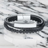 Bracciale da uomo in pelle personalizzato multilinea cordolo in acciaio