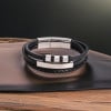 Bracelet personnalisable cuir homme multi ligne gourmette acier