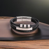 Bracelet personnalisable cuir homme multi ligne gourmette acier