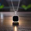 Pendentif personnalise homme Acier plaque collier onxy noir personnaliser