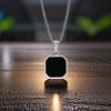 Pendentif personnalise homme Acier plaque collier onxy noir personnaliser
