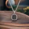 Pendentif personnalise homme Acier plaque collier onxy noir personnaliser