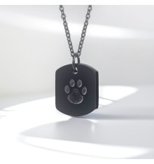Colgante personalizado para hombre, collar de acero, estampado de gato, caja secreta para grabar, personalizar