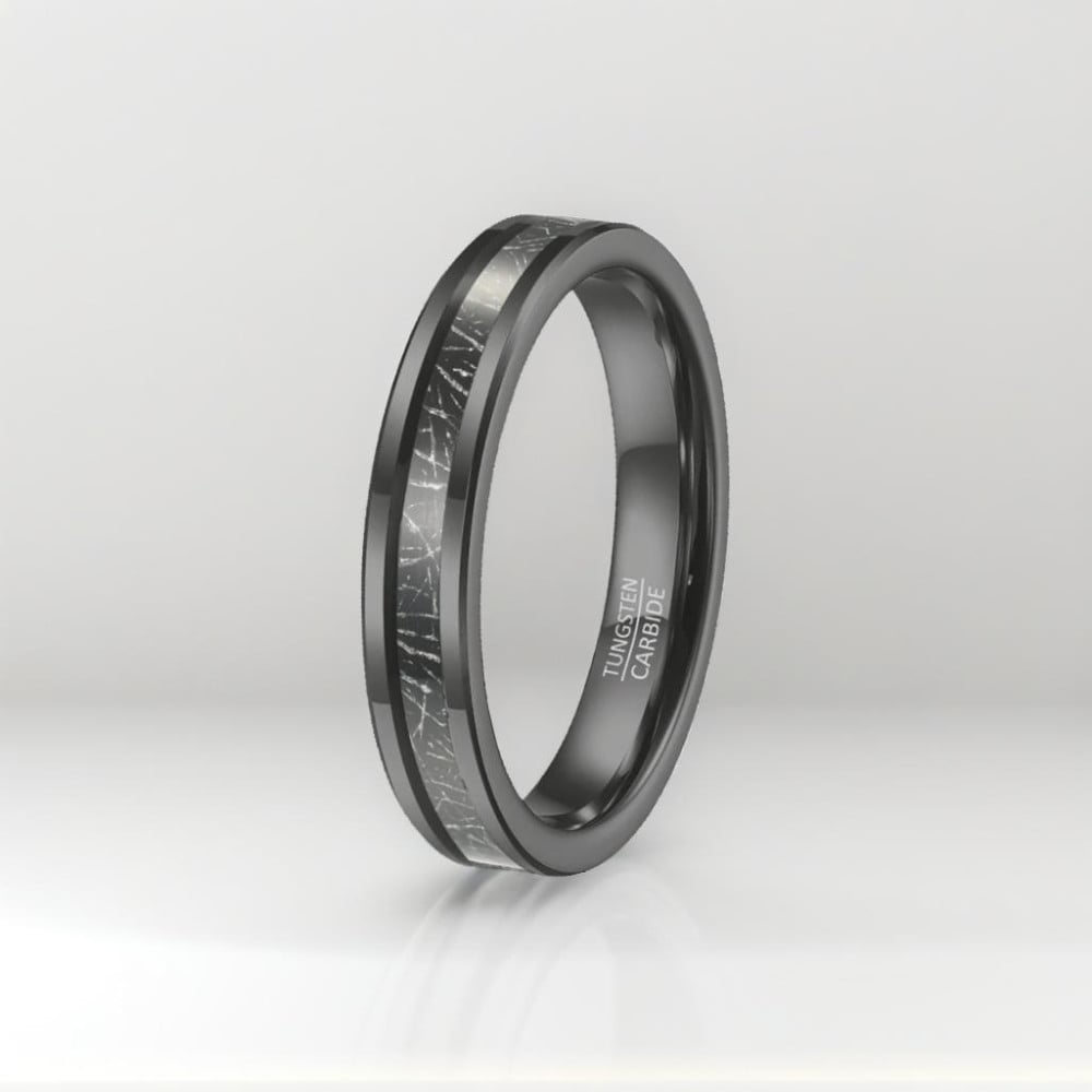 4mm Bague personnalisee alliance anneau Tungstene noir