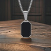 Pendentif personnalise collier homme femme couple resine noir acier personnaliser