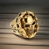 Bague chevaliere homme acier tete de mort chaine moto (Dupliqué)