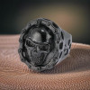 Bague chevaliere homme acier tete de mort chaine moto (Dupliqué)