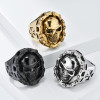 Bague chevaliere homme acier tete de mort chaine moto (Dupliqué)